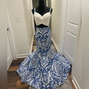 Blue and White Sherri Hill Two Piece Size 0